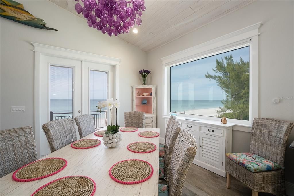 Chandelier, Dining room, Interior, Recessed Lighting, Water, Wood Texture Flooring