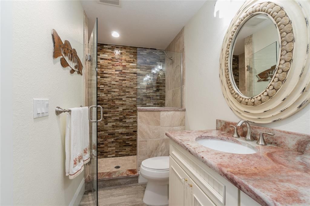 Bathroom, Glass Shower, Interior, Recessed Lighting