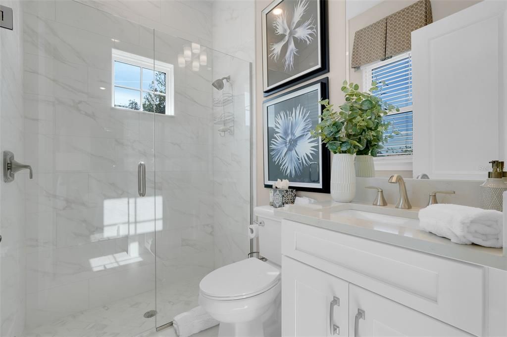 Bathroom, Glass Shower, Interior, Marble Walls