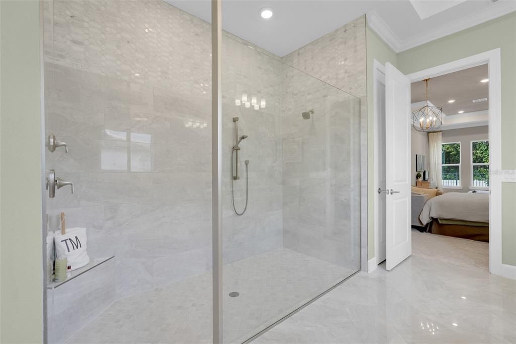 Bathroom, Bedroom, Glass Shower, Interior, Pendant Lights, Recessed Lighting