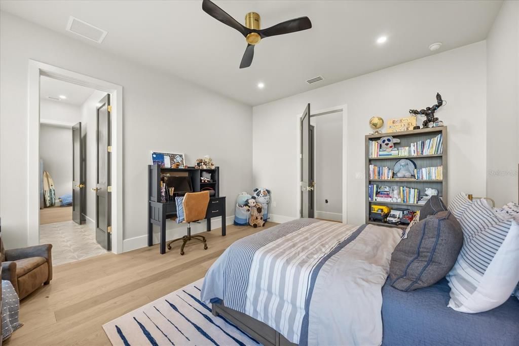 Bedroom, Home Office, Interior, Recessed Lighting, Wood Texture Flooring