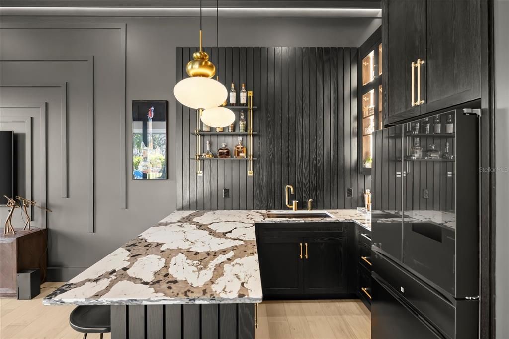 Interior, Kitchen, Pendant Lights, Wood Texture Flooring