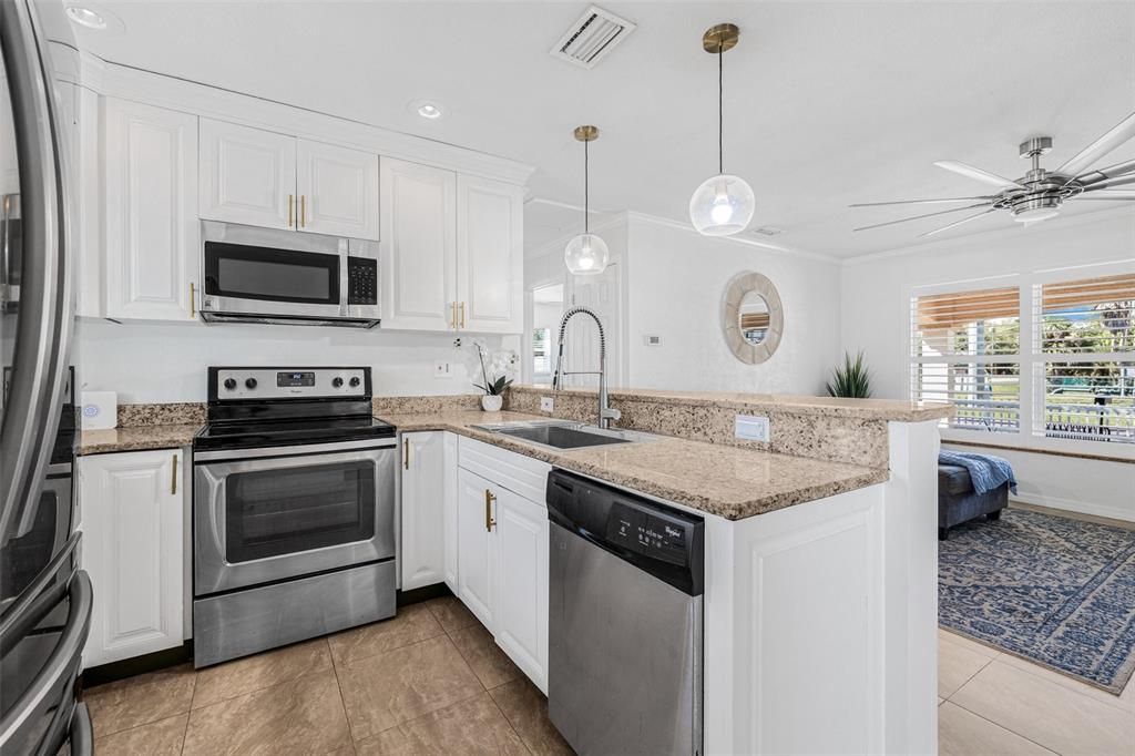 Interior, Kitchen, Pendant Lights, Recessed Lighting, Stainless Steel Appliances