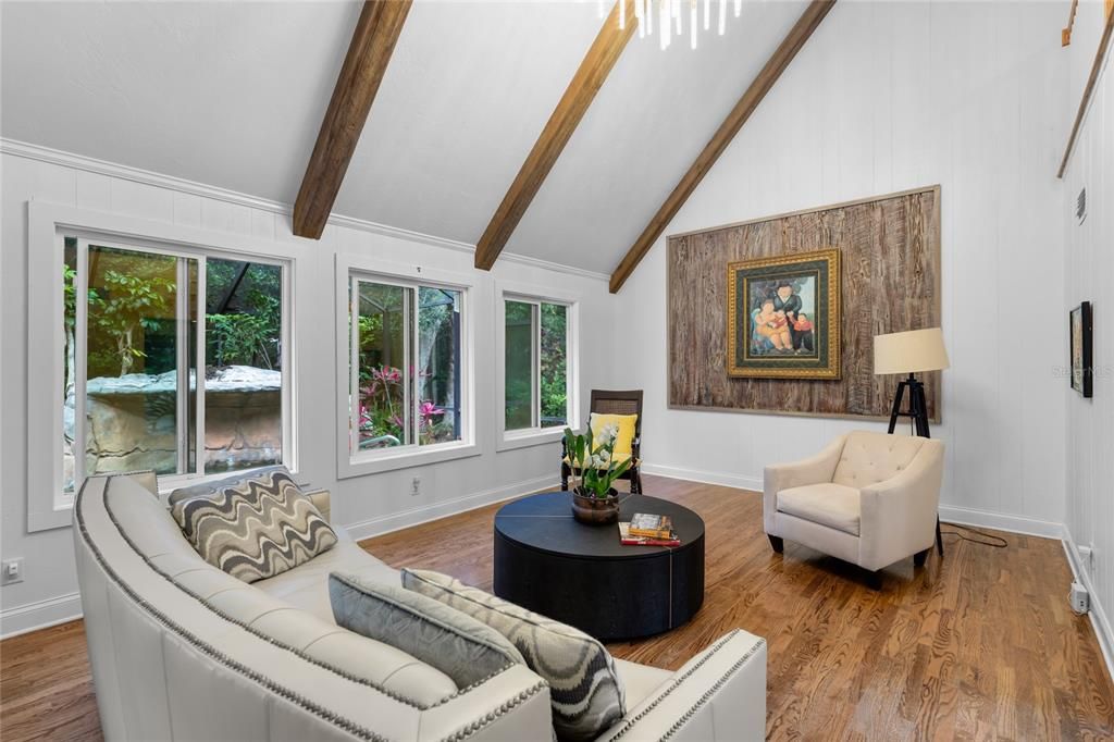 Interior, Living room, Wooden Beams, Wood Texture Flooring