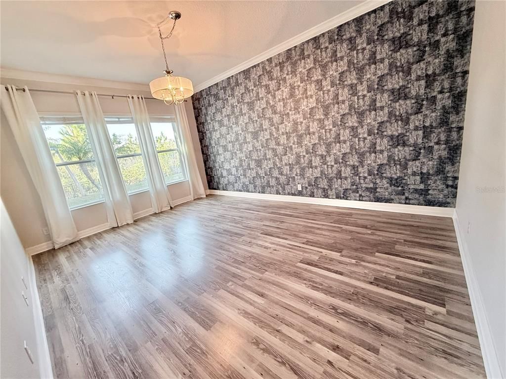 Empty room, Interior, Pendant Lights, Wood Texture Flooring