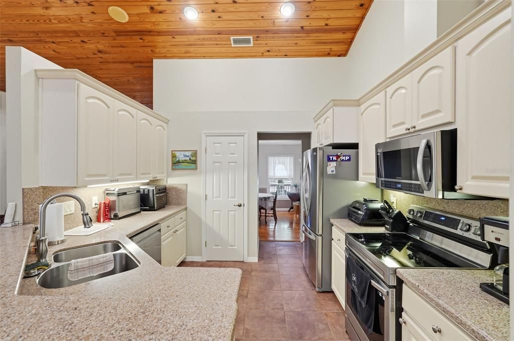 Interior, Kitchen, Recessed Lighting, Wooden Ceilings