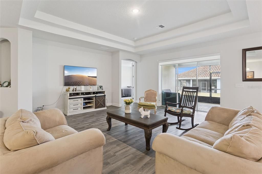 Interior, Living room, Recessed Lighting, Wood Texture Flooring