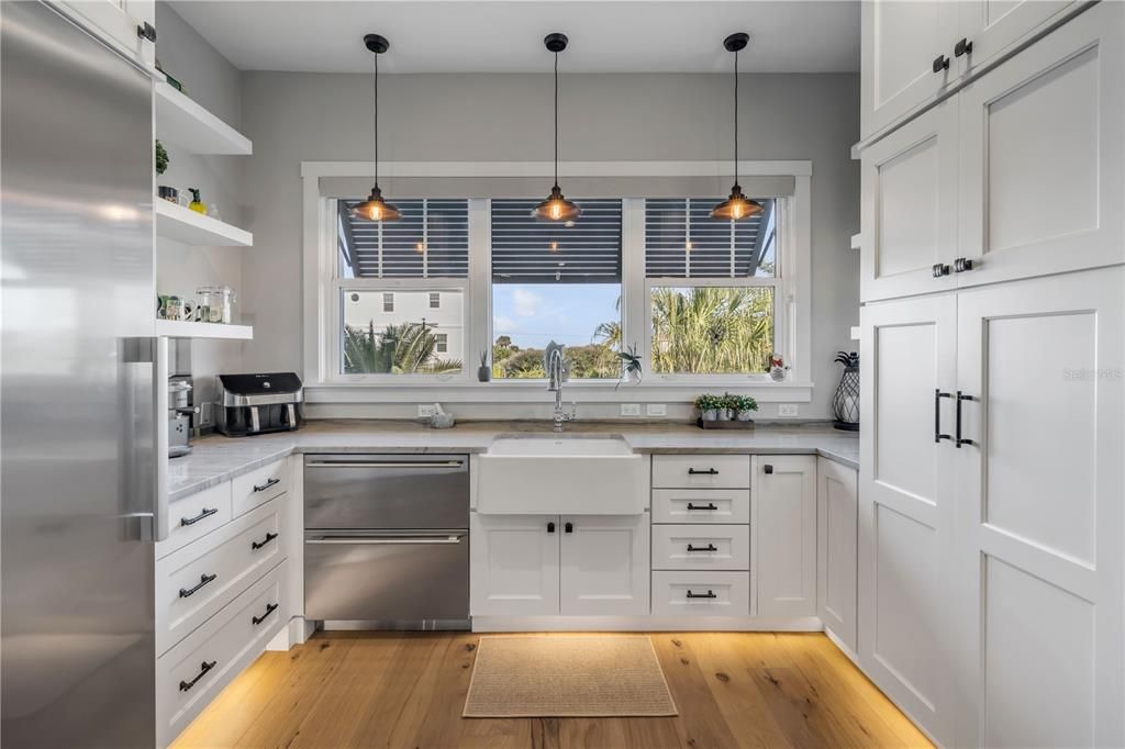 Interior, Kitchen, Pendant Lights, Stainless Steel Appliances, Wood Texture Flooring