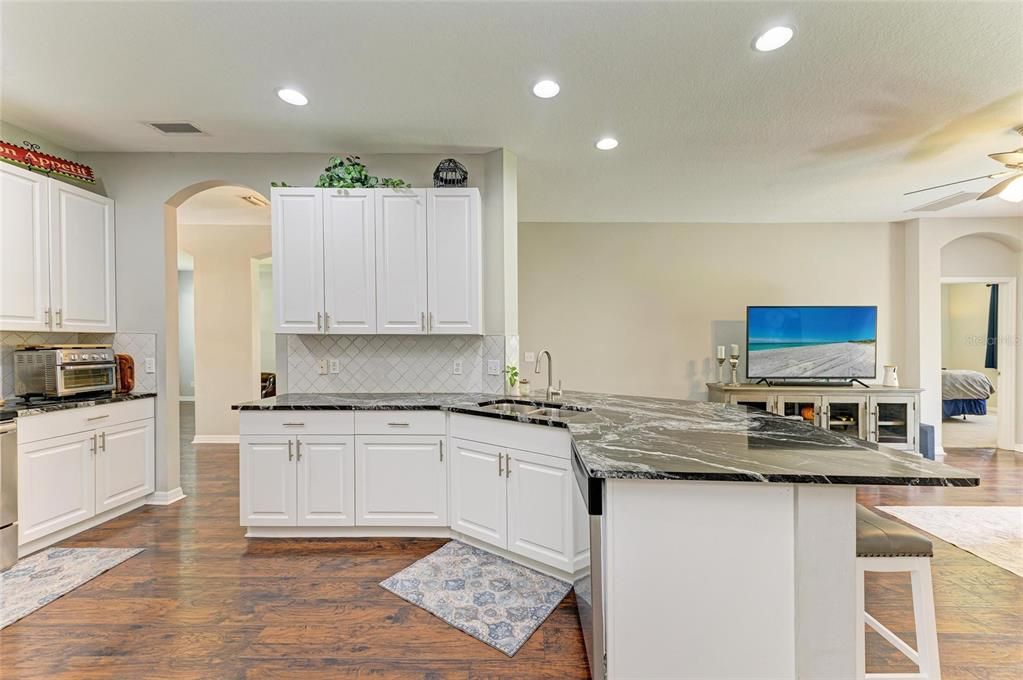 Interior, Kitchen, Recessed Lighting, Wood Texture Flooring