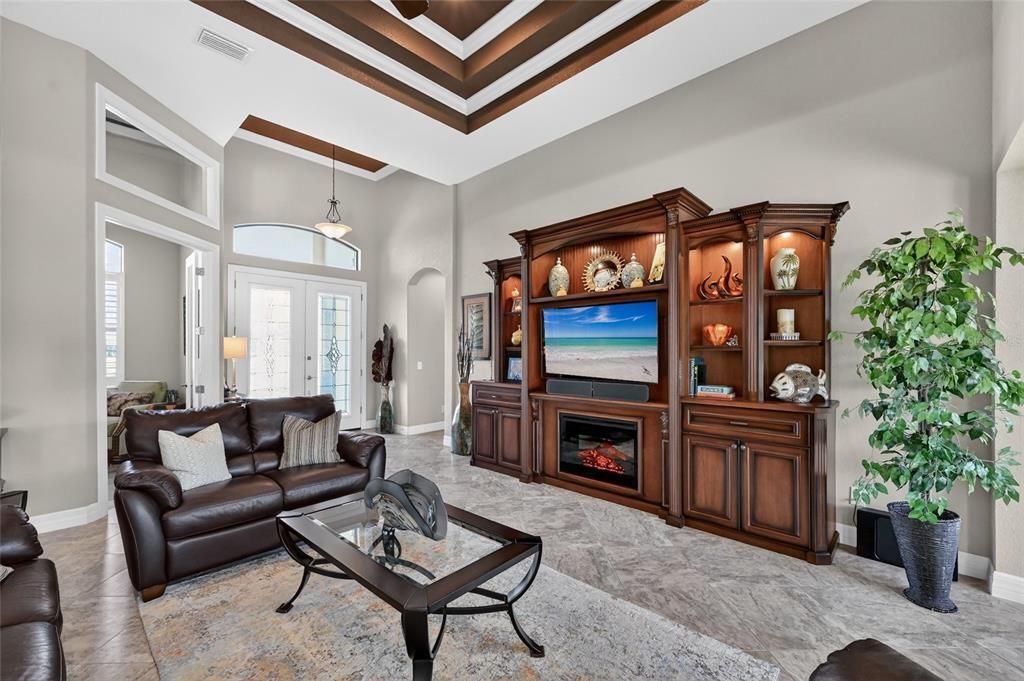 Fireplace, Interior, Living room, Pendant Lights