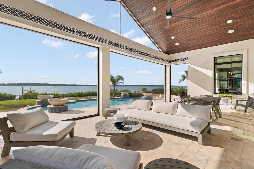 Interior, Living room, Pool, Recessed Lighting, Water, Wooden Ceilings