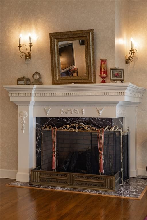 Fireplace, Interior, Wood Texture Flooring