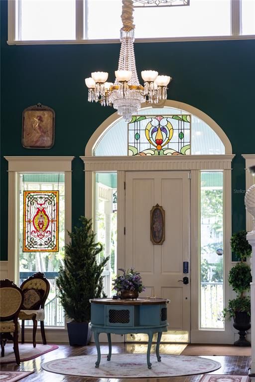 Chandelier, Interior, Wood Texture Flooring