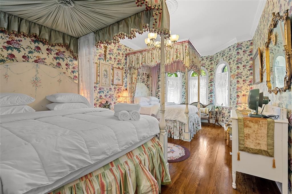 Bedroom, Chandelier, Interior, Wood Texture Flooring