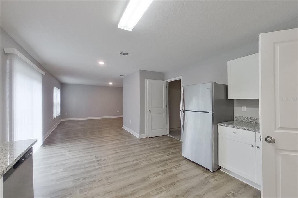 Interior, Kitchen, Recessed Lighting, Wood Texture Flooring