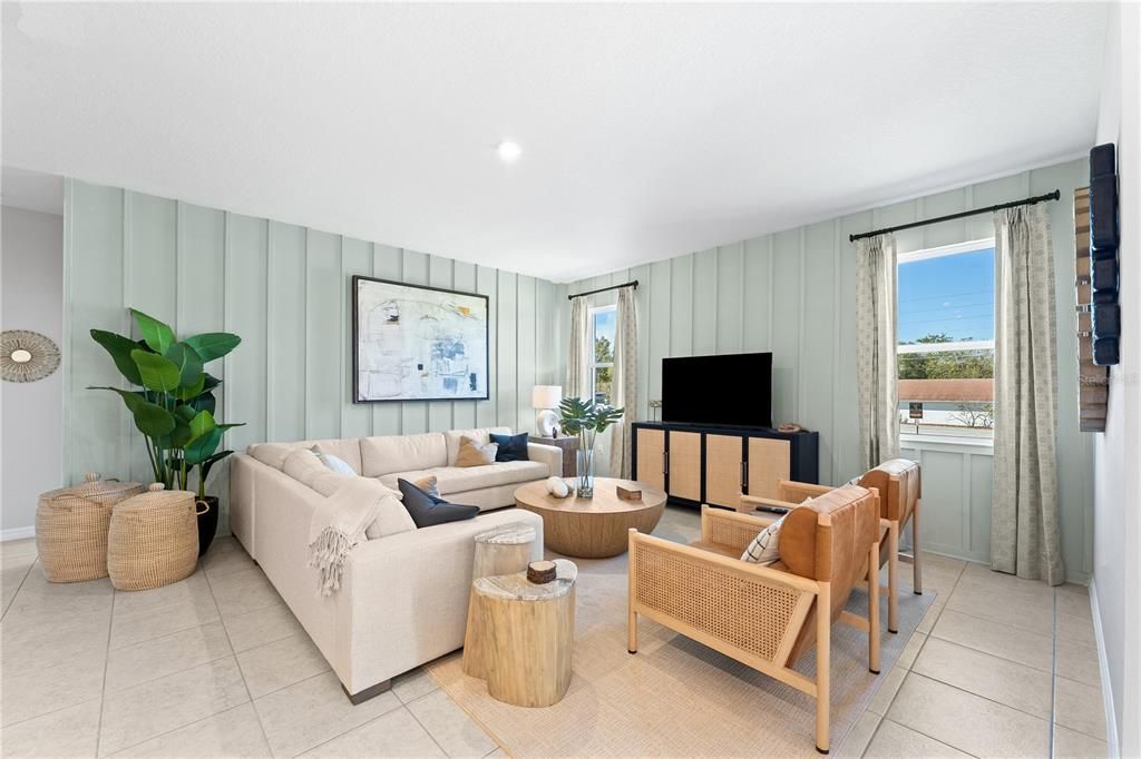 Interior, Living room, Recessed Lighting