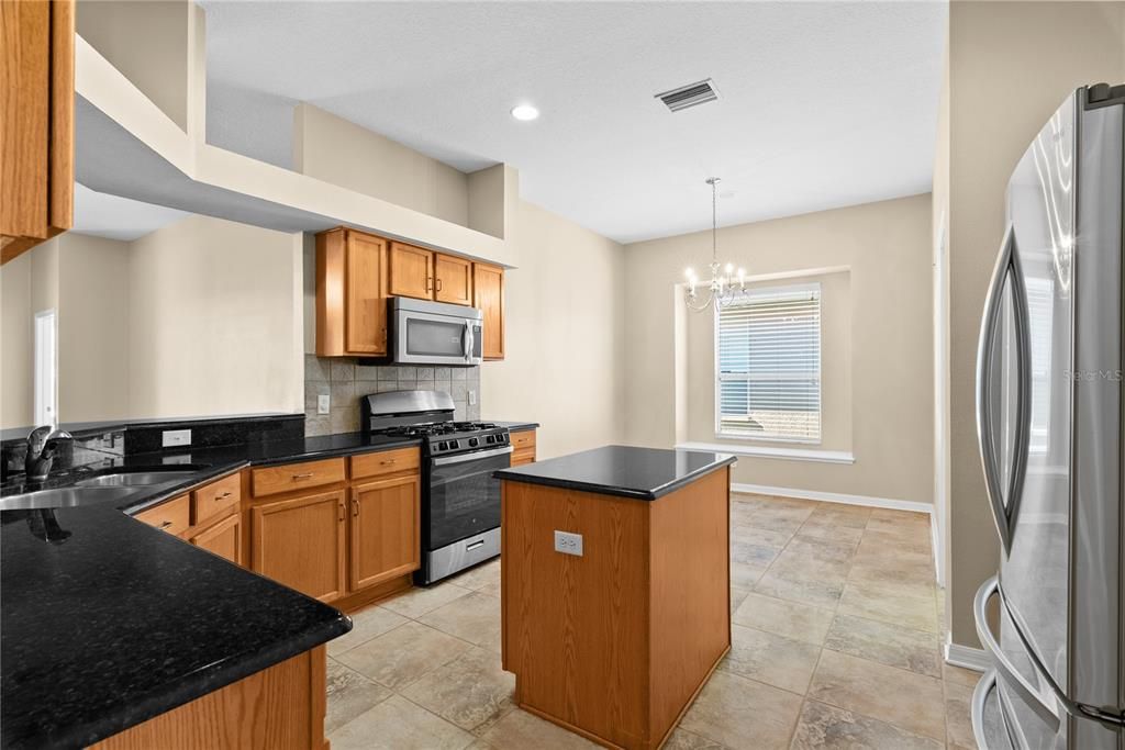 Chandelier, Interior, Kitchen, Recessed Lighting, Stainless Steel Appliances