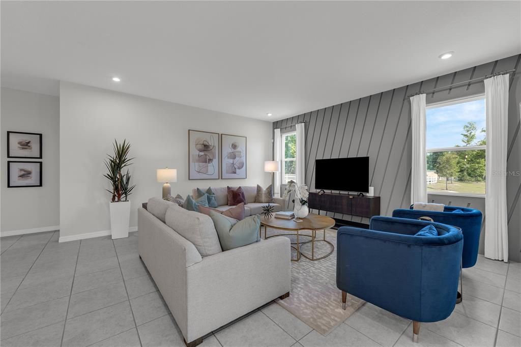 Interior, Living room, Recessed Lighting