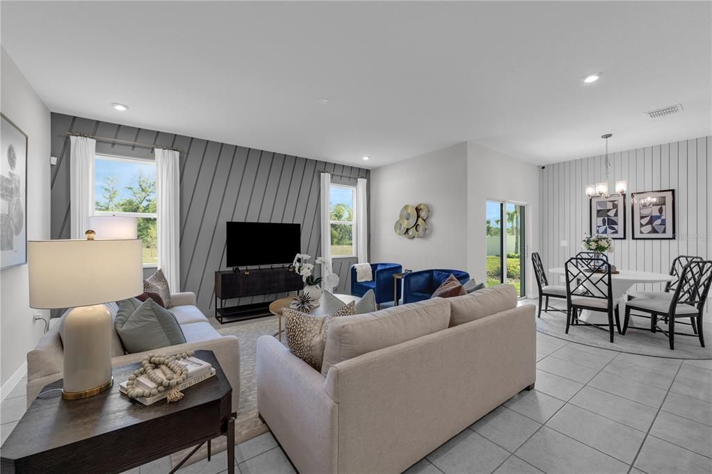 Dining room, Interior, Living room, Pendant Lights, Recessed Lighting