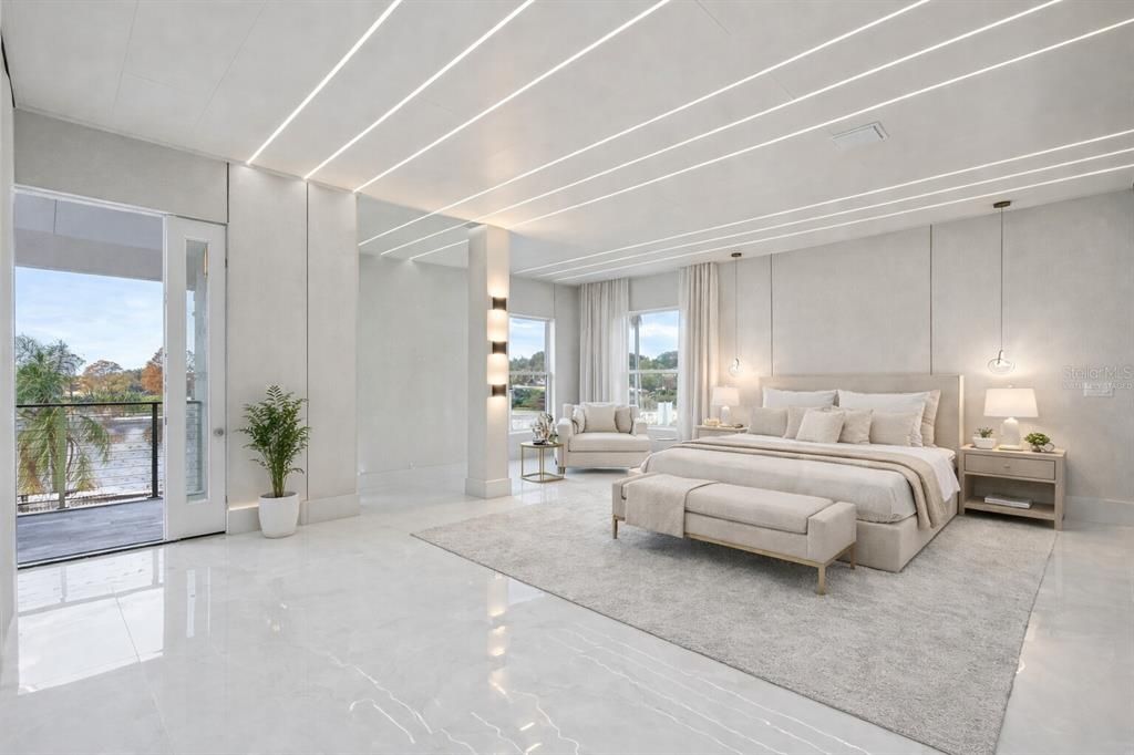 Bedroom, Interior, Pendant Lights