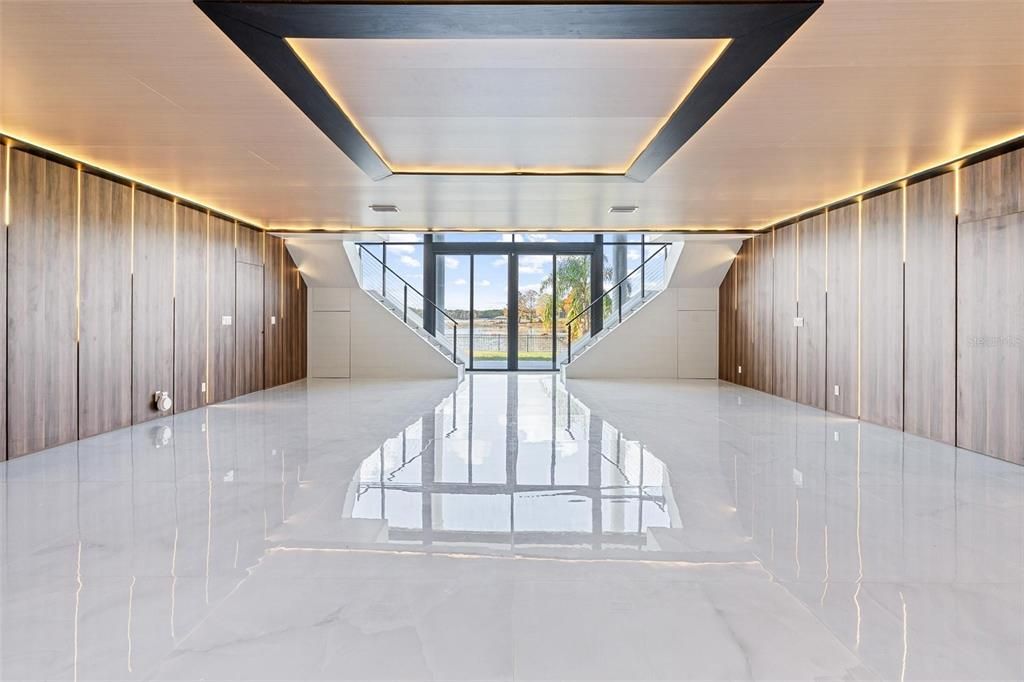 Empty room, Interior, Marble, Wooden Walls