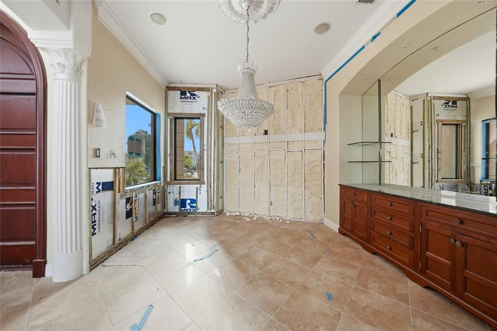 Bathroom, Chandelier, Interior, Recessed Lighting