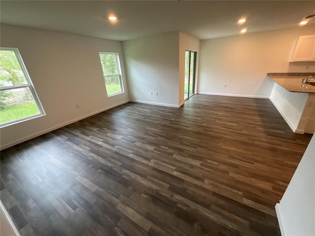 Empty room, Interior, Recessed Lighting, Wood Texture Flooring