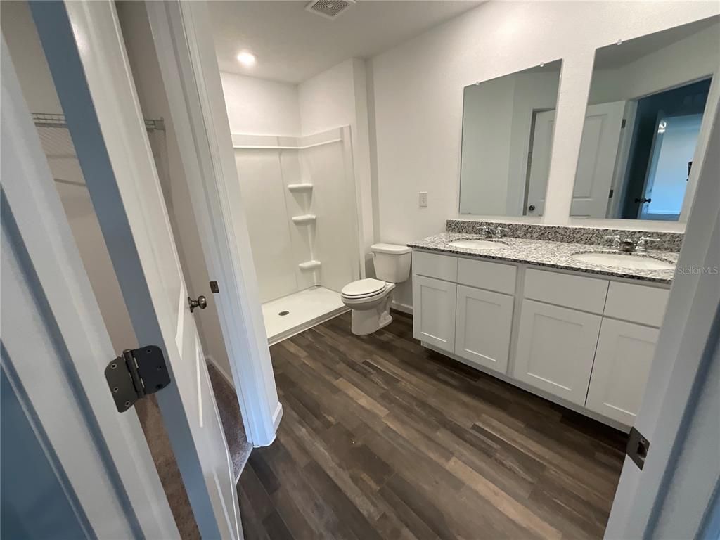 Bathroom, Interior, Recessed Lighting, Wood Texture Flooring