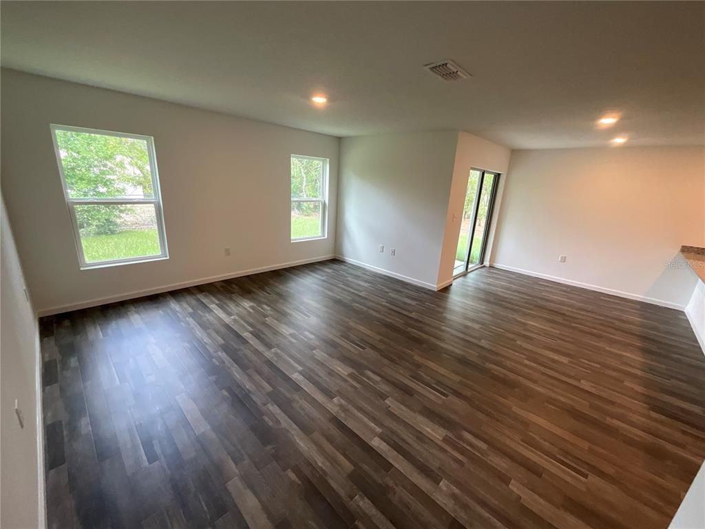 Empty room, Interior, Recessed Lighting, Wood Texture Flooring