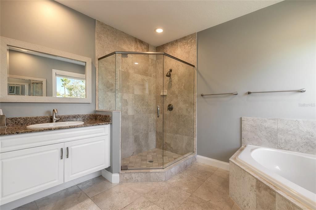 Bathroom, Dual Sink Vanities, Glass Shower, Interior, Recessed Lighting