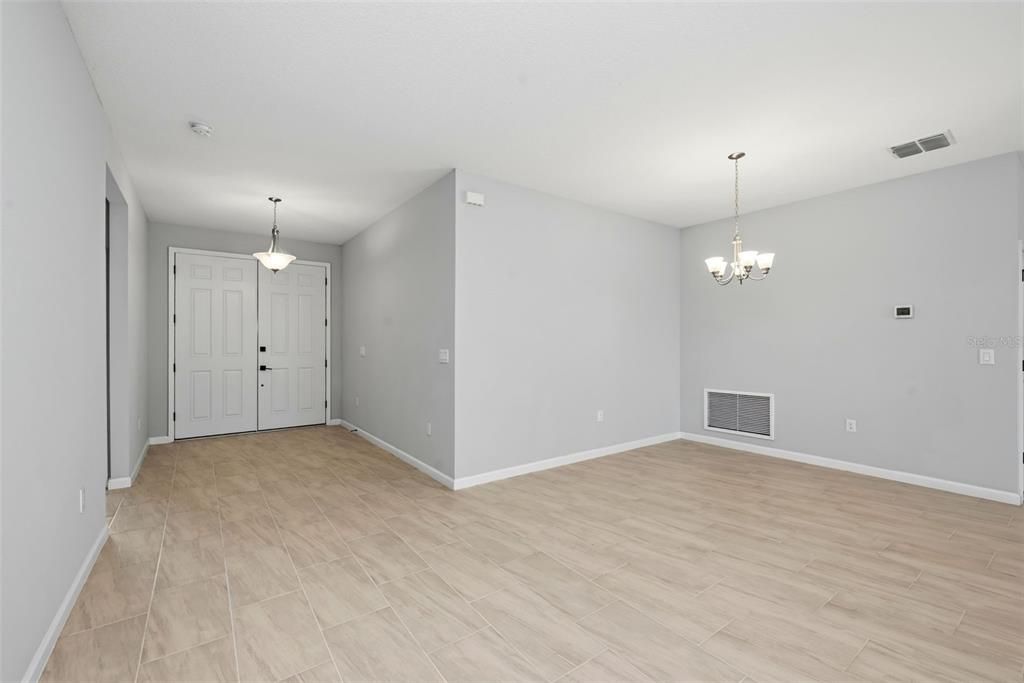 Chandelier, Empty room, Interior, Pendant Lights, Wood Texture Flooring