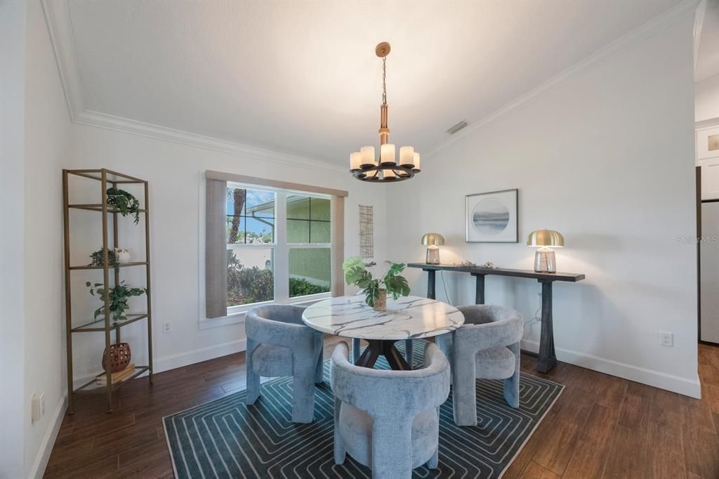 Chandelier, Dining room, Interior, Wood Texture Flooring