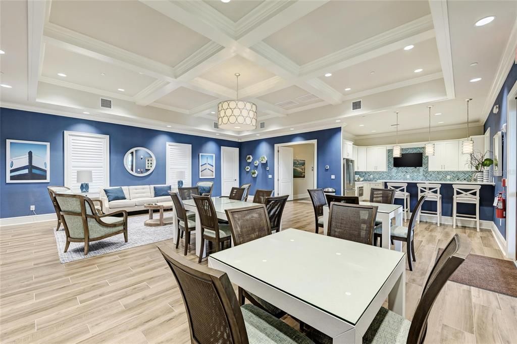 Dining room, Interior, Living room, Pendant Lights, Recessed Lighting, Wood Texture Flooring