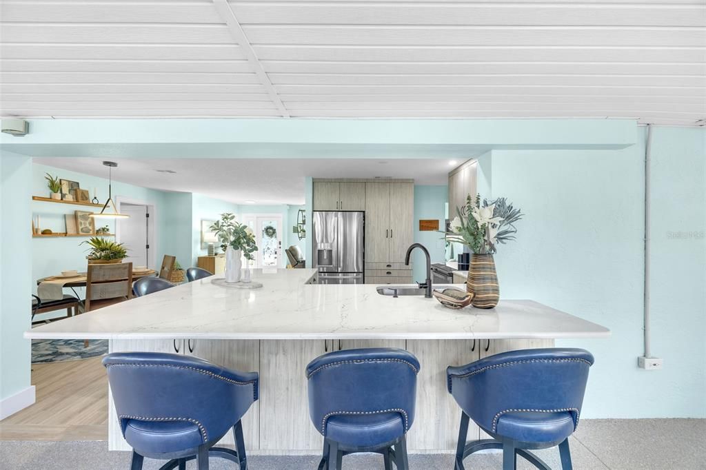 Interior, Kitchen, Pendant Lights, Stainless Steel Appliances, Wood Texture Flooring