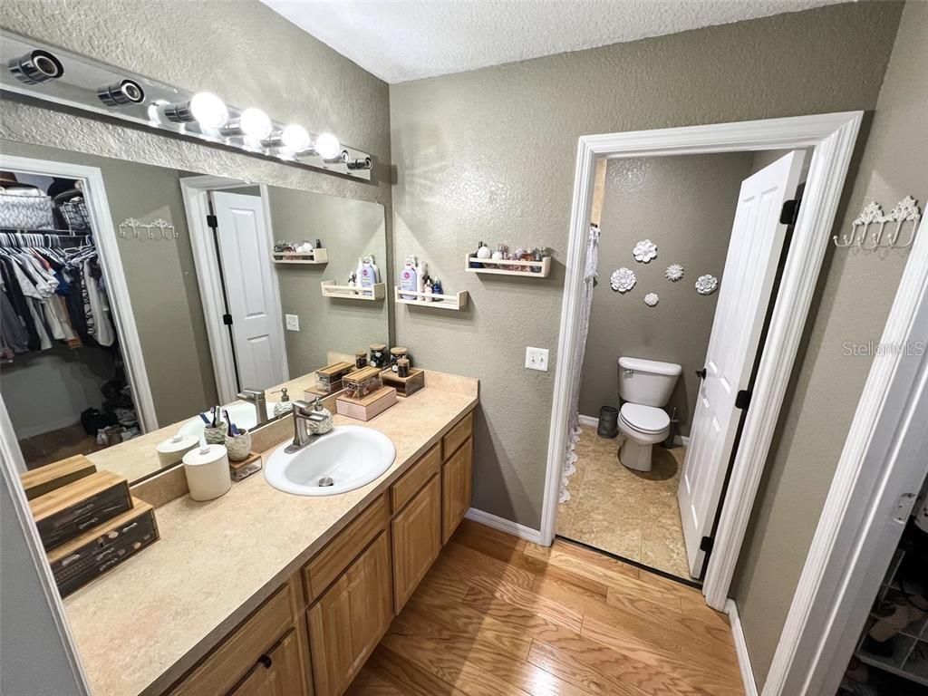 Bathroom, Dual Sink Vanities, Interior, Walk-in Closets, Wood Texture Flooring