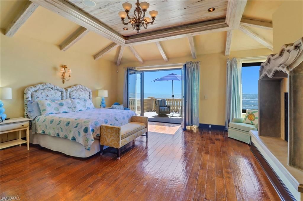 Bedroom, Chandelier, Interior, Recessed Lighting, Water, Wooden Ceilings, Wood Texture Flooring