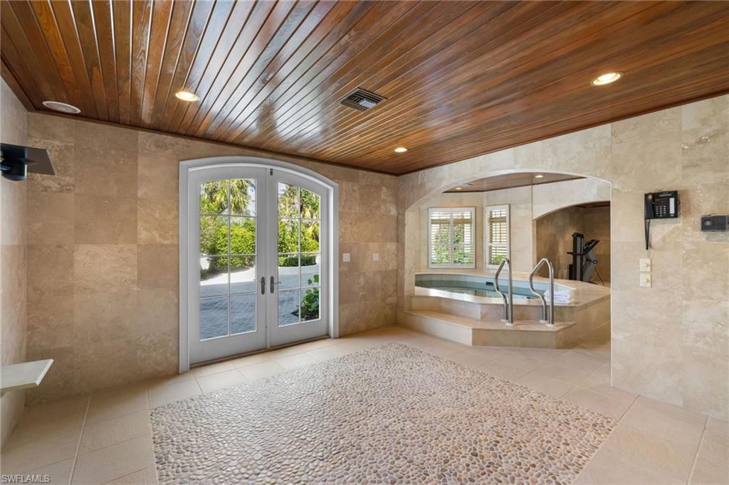 Bathroom, Interior, Recessed Lighting, Wooden Ceilings