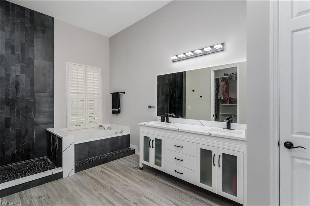 Bathroom, Dual Sink Vanities, Interior, Wood Texture Flooring