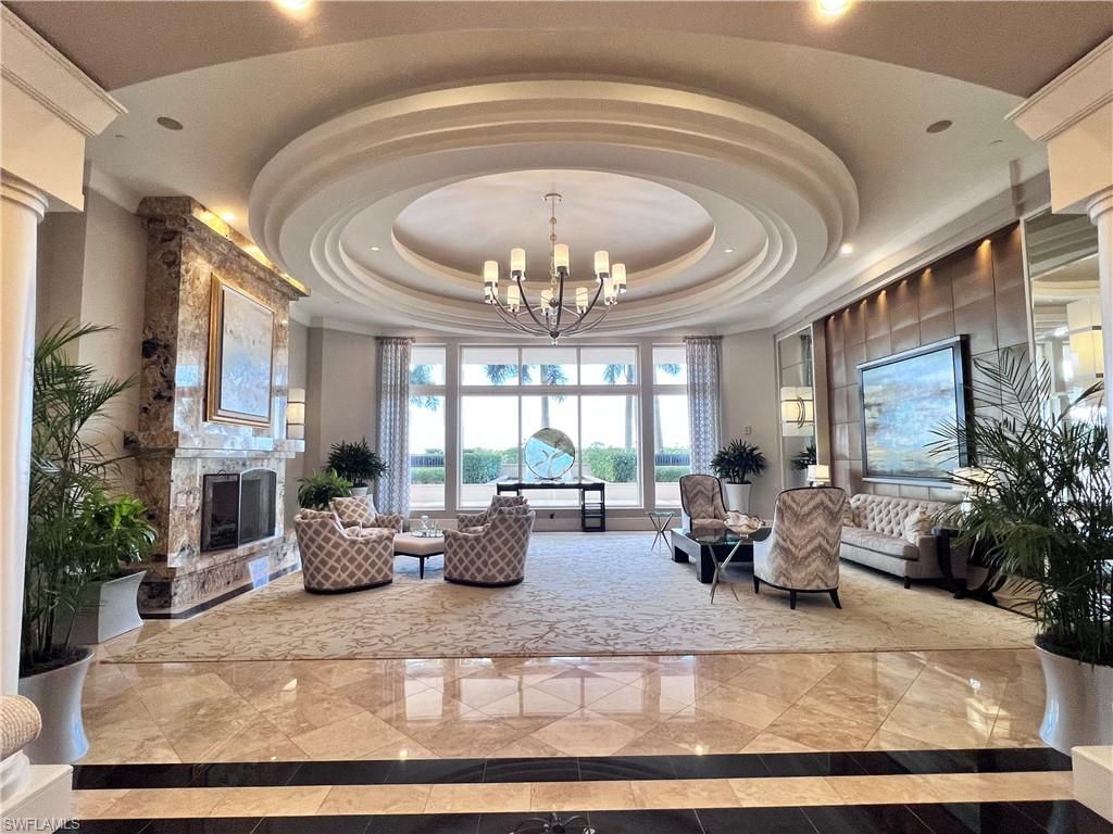 Chandelier, Fireplace, Interior, Living room, Recessed Lighting