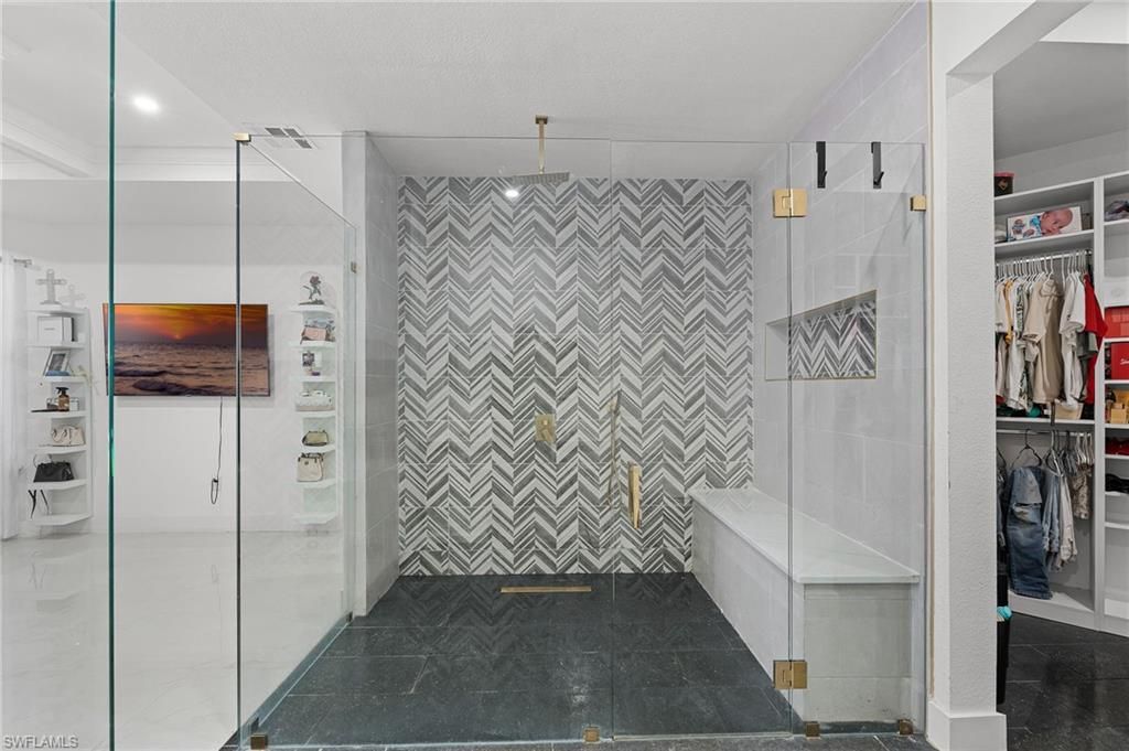 Bathroom, Glass Shower, Interior, Recessed Lighting, Walk-in Closets