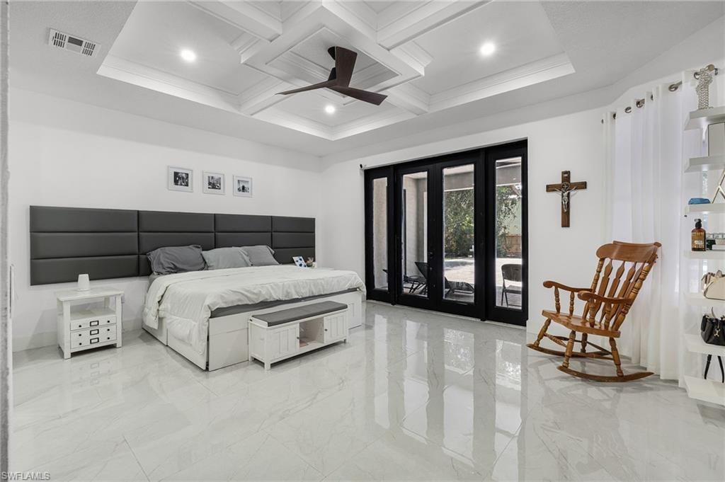 Bedroom, Interior, Marble, Recessed Lighting