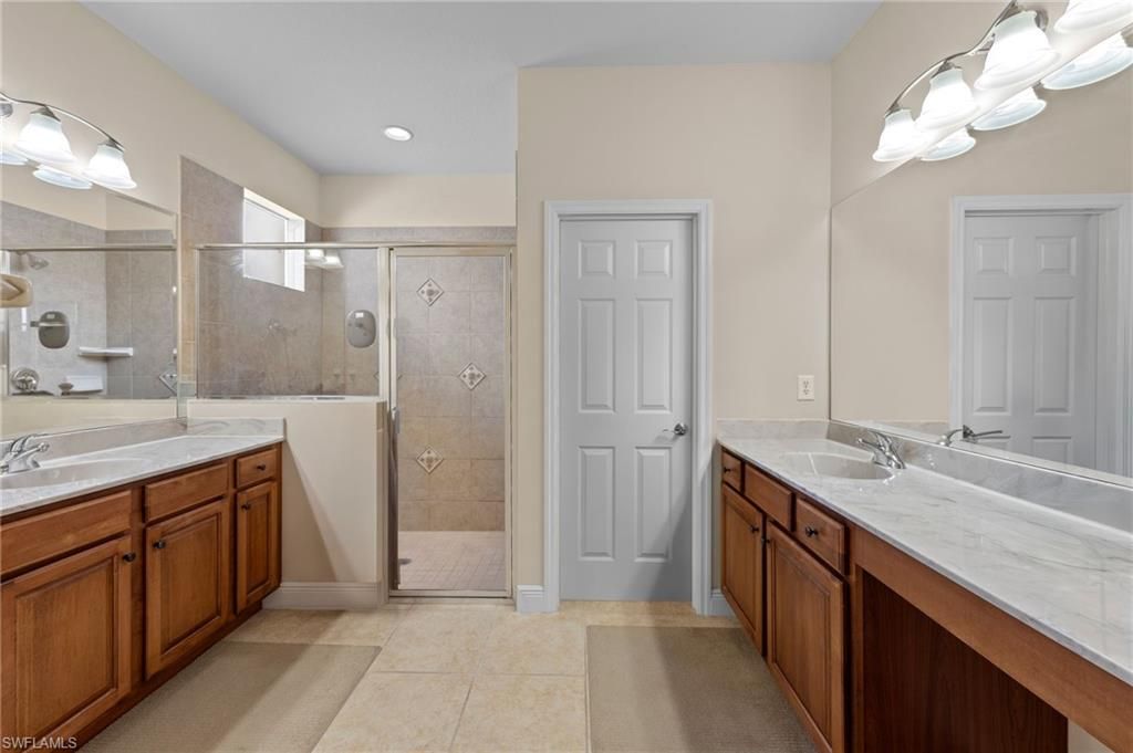 Bathroom, Dual Sink Vanities, Glass Shower, Interior, Recessed Lighting