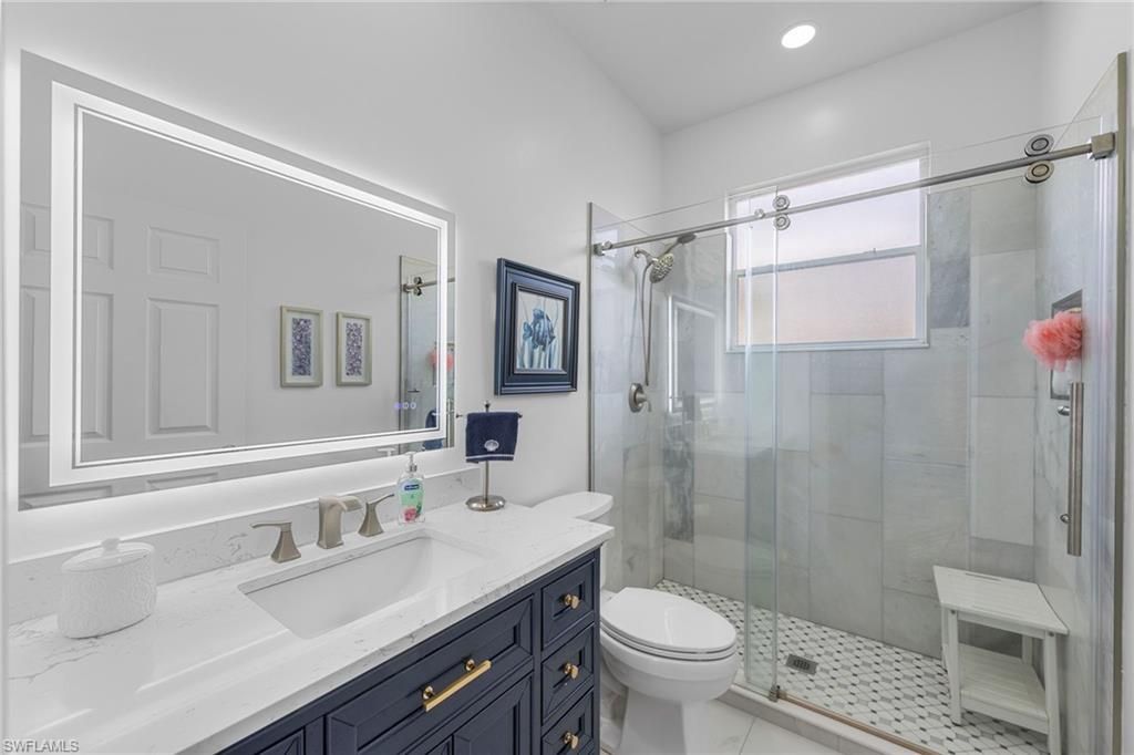 Bathroom, Glass Shower, Interior, Recessed Lighting