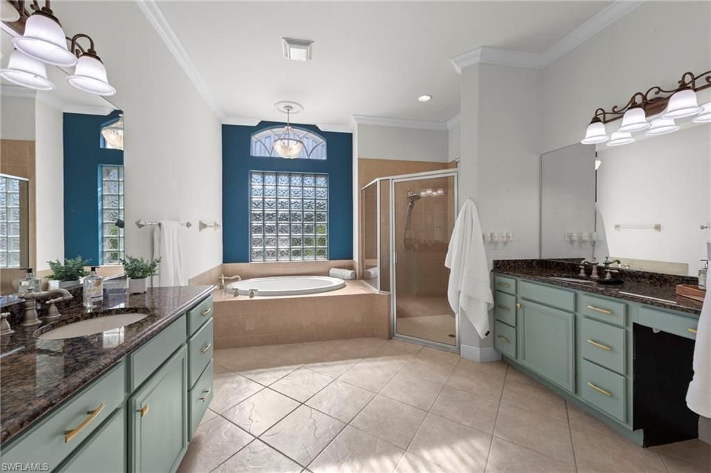 Bathroom, Dual Sink Vanities, Glass Shower, Interior, Recessed Lighting