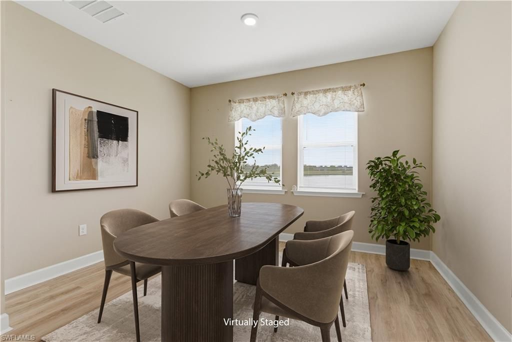 Dining room, Interior, Recessed Lighting, Water, Wood Texture Flooring
