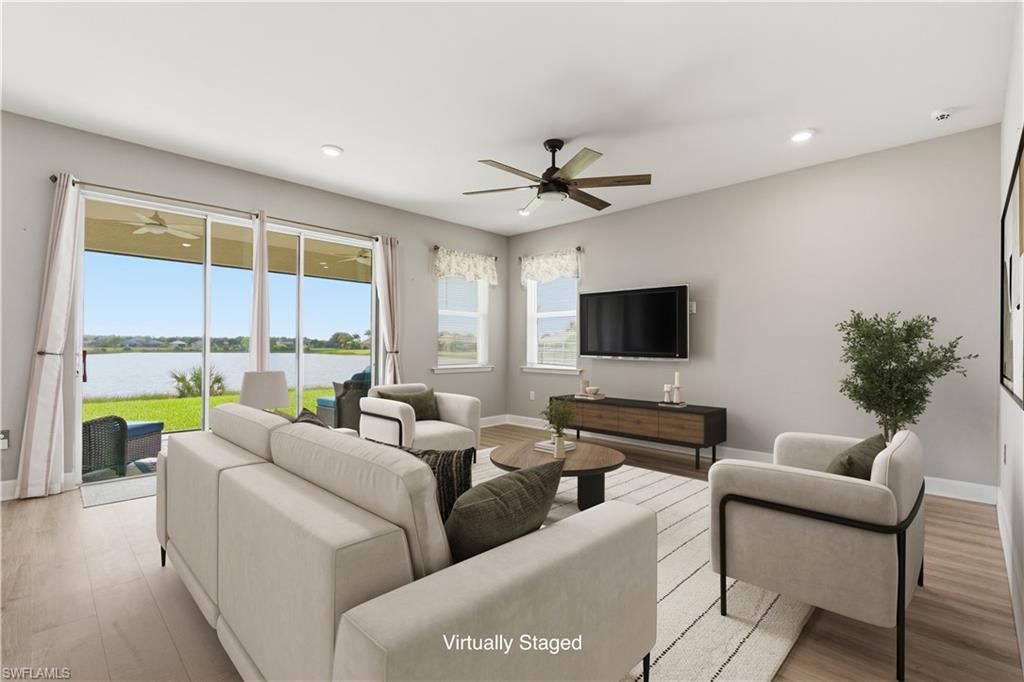 Interior, Living room, Recessed Lighting, Water, Wood Texture Flooring