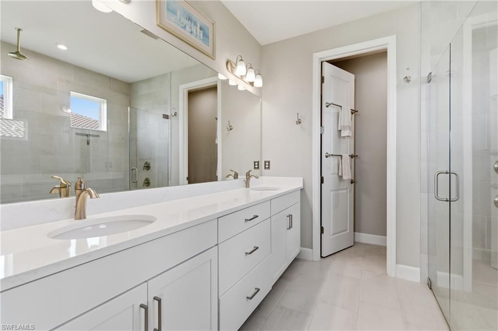Bathroom, Dual Sink Vanities, Glass Shower, Interior, Recessed Lighting