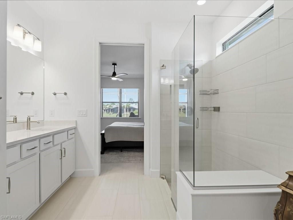 Bathroom, Bedroom, Dual Sink Vanities, Glass Shower, Interior, Recessed Lighting
