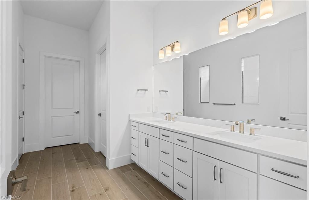 Bathroom, Dual Sink Vanities, Interior, Wood Texture Flooring