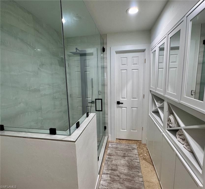Bathroom, Glass Shower, Interior, Recessed Lighting